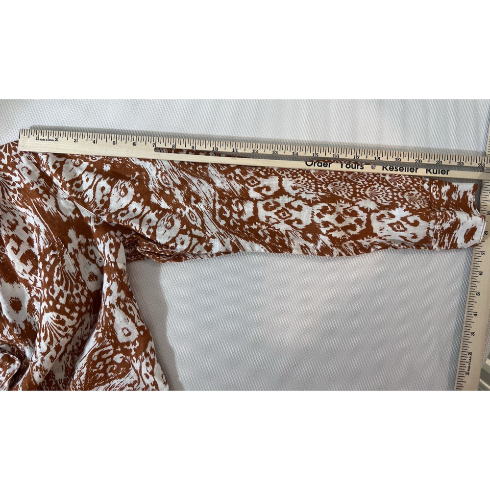 GARNET HILL (8)100% Linen-Button Up Shirt-Rusty White-Abstract-Resortwear-Luxury - Picture 12 of 12
